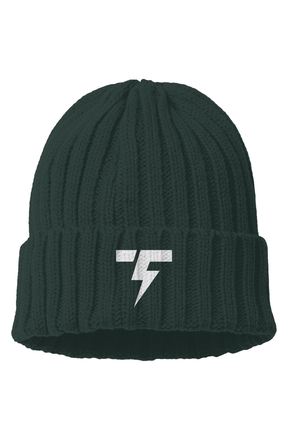 Sustainable Cable Knit Beanie - Embroidered Logo